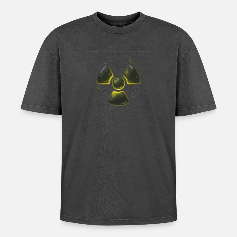 Radioactive - Oversized Unisex Premium Acid-Washed T-Shirt - acid washed black