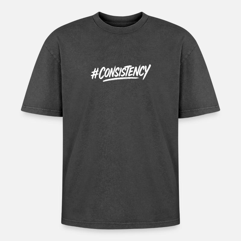 Konsequenz Brush #Consistency - Oversized Unisex Premium Acid-Washed T-Shirt - Schwarz Acid Wash
