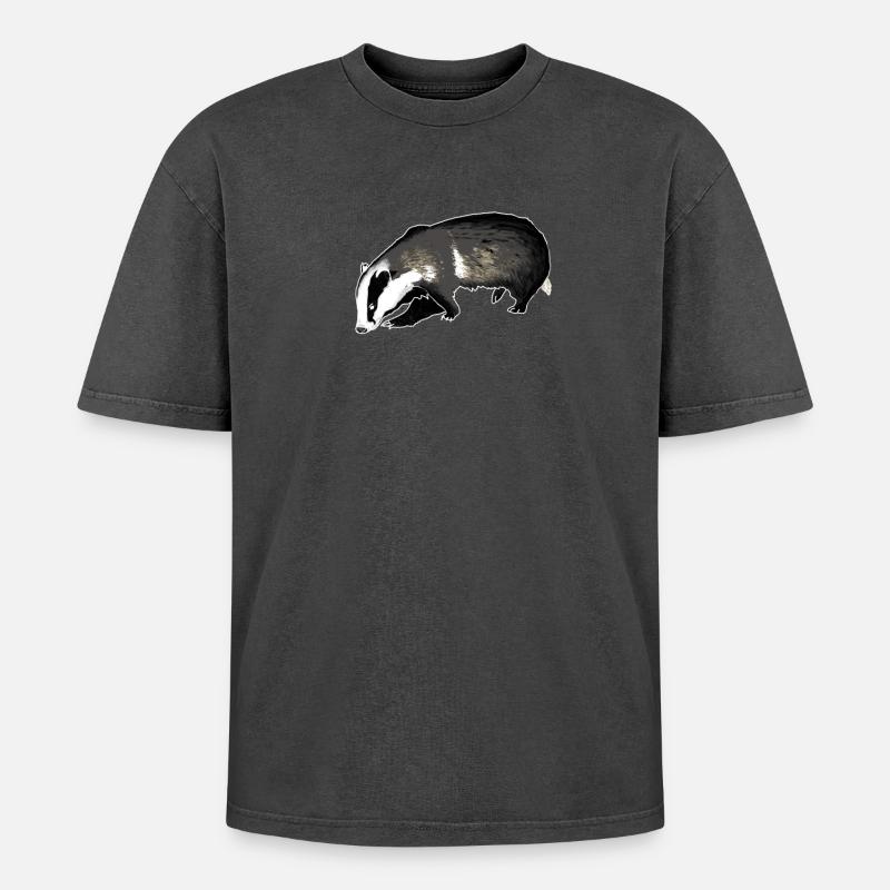 Dachs - Oversized Unisex Premium Acid-Washed T-Shirt - Schwarz Acid Wash