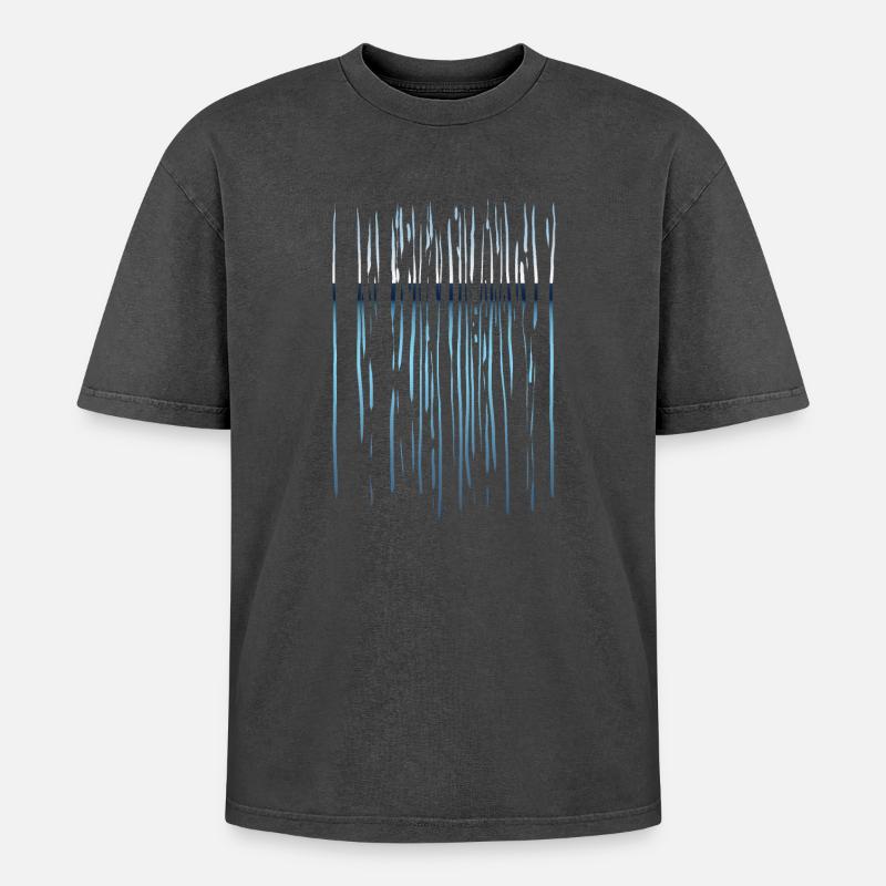 Lines pattern - horizon - Oversized Unisex Premium Acid-Washed T-Shirt - acid washed black