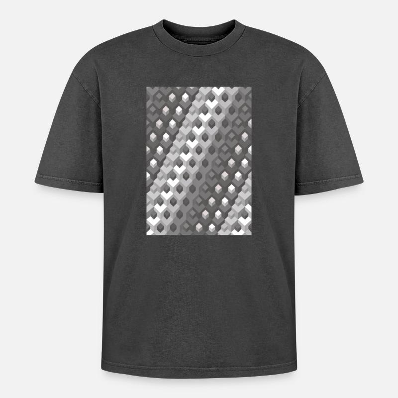 Grayscale gradient Left turn - Oversized Unisex Premium Acid-Washed T-Shirt - acid washed black
