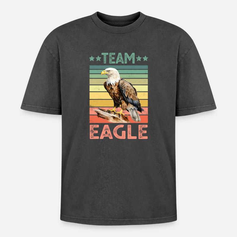 Eagle Bald Eagle - Oversized Unisex Premium Acid-Washed T-Shirt - acid washed black