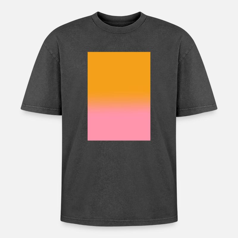 Gradient - orange pink customizable - Oversized Unisex Premium Acid-Washed T-Shirt - acid washed black