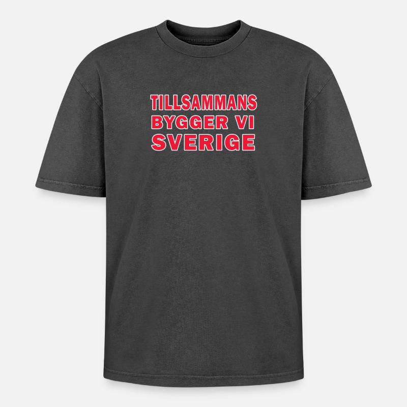 Ensemble, la Suède construit - T-shirt Premium unisexe oversize acid-washed - noir délavé acide