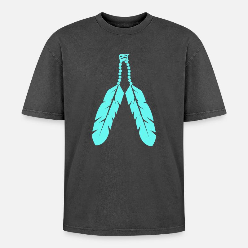 Feder Schmuck Design - Oversized Unisex Premium Acid-Washed T-Shirt - Schwarz Acid Wash
