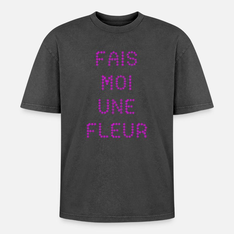 MACH MIR EINE BLUME! - Oversized Unisex Premium Acid-Washed T-Shirt - Schwarz Acid Wash