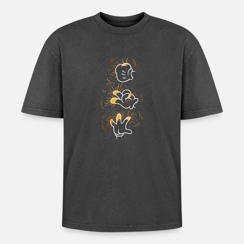 Techno - T-shirt Premium unisexe oversize acid-washed - noir délavé acide