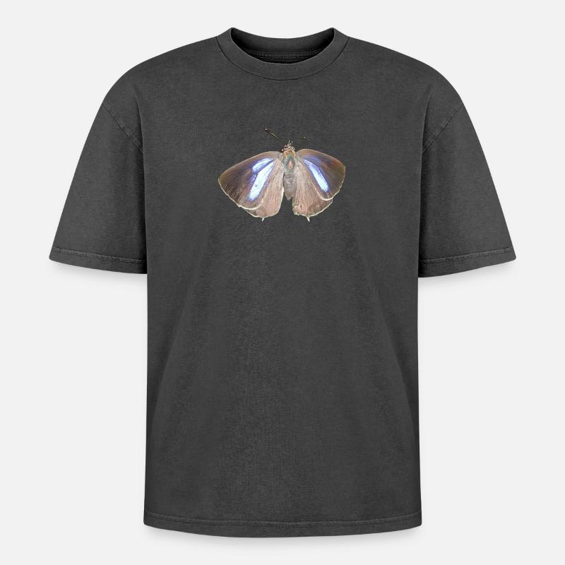 Blauer Eichen-Zipfelfalter - Oversized Unisex Premium Acid-Washed T-Shirt - Schwarz Acid Wash