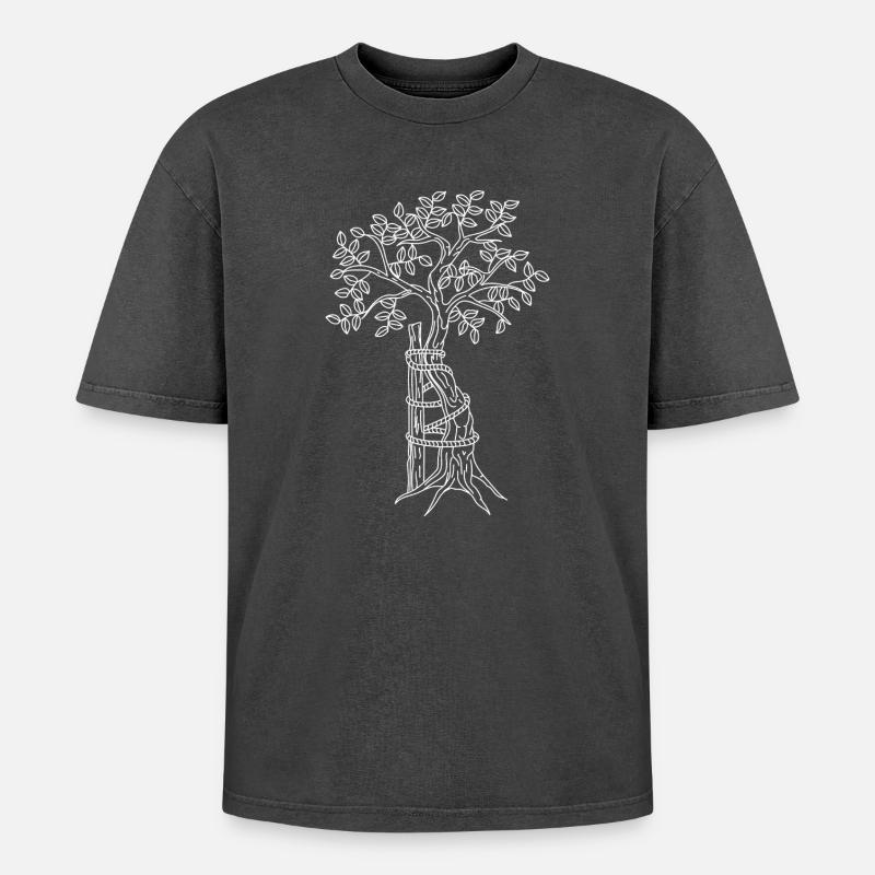 Tree by Andry – white - Oversized Unisex Premium Acid-Washed T-Shirt - acid washed black