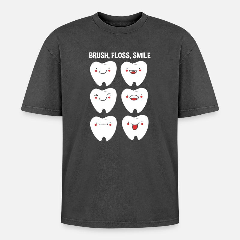 Receptionist Dentist - Oversized Unisex Premium Acid-Washed T-Shirt - acid washed black