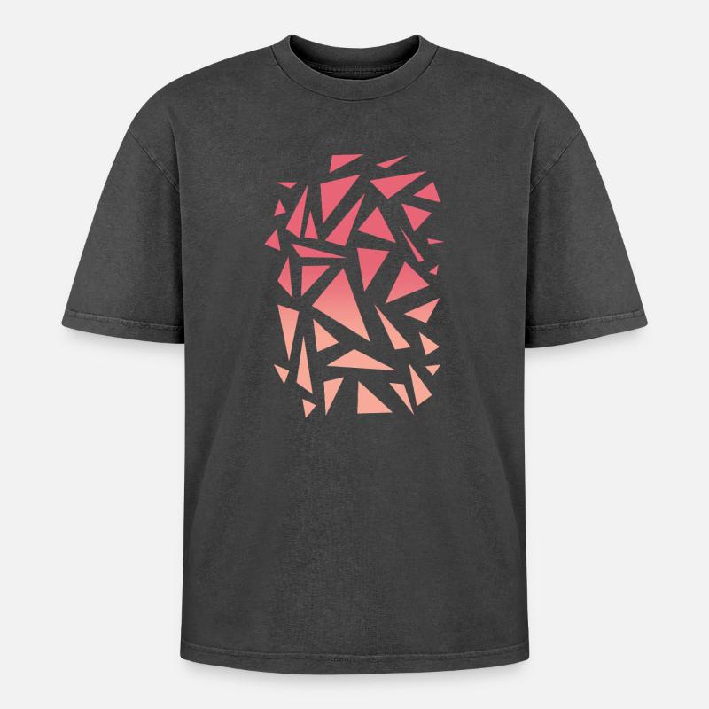 Triangle Pattern - Pink Gradient - Oversized Unisex Premium Acid-Washed T-Shirt - acid washed black