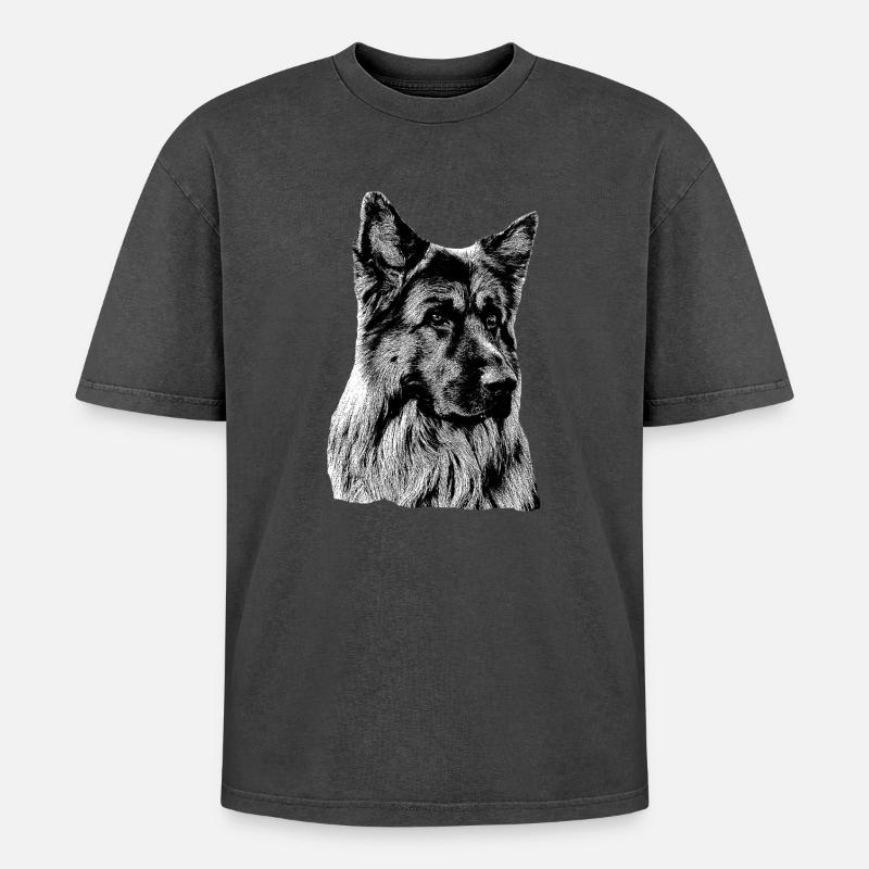 Schäferhund Deutscher Schäferhund German Shepherd - Oversized Unisex Premium Acid-Washed T-Shirt - Schwarz Acid Wash