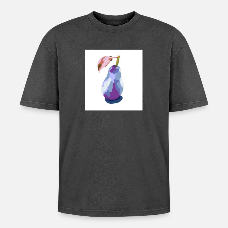Pear in Pastels Abstract - Oversized Unisex Premium Acid-Washed T-Shirt - acid washed black