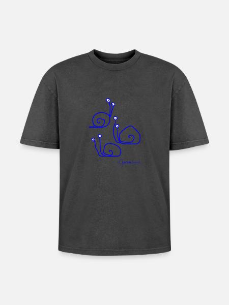 Snailmeeting © Chyropterum Innoxius - Oversized Unisex Premium Acid-Washed T-Shirt - acid washed black