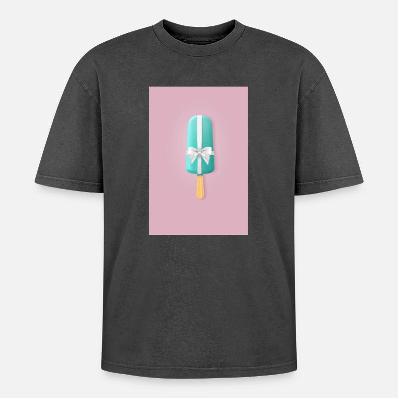 Popsicle Birthday Gift - Oversized Unisex Premium Acid-Washed T-Shirt - acid washed black