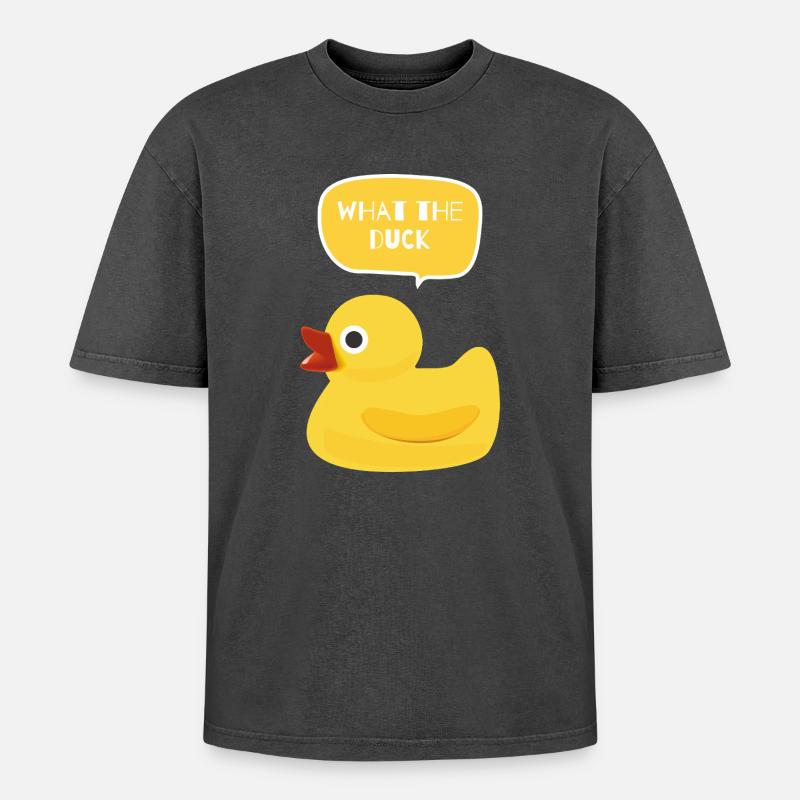 Was das Duck Design hat - Oversized Unisex Premium Acid-Washed T-Shirt - Schwarz Acid Wash