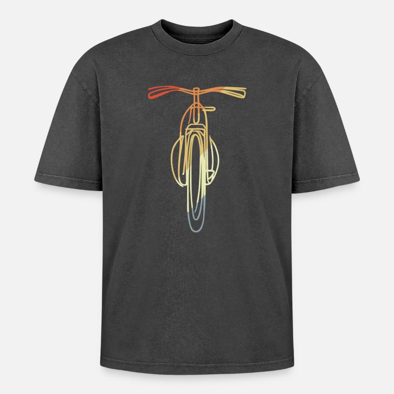 Bicycle front illustration - Oversized Unisex Premium Acid-Washed T-Shirt - acid washed black