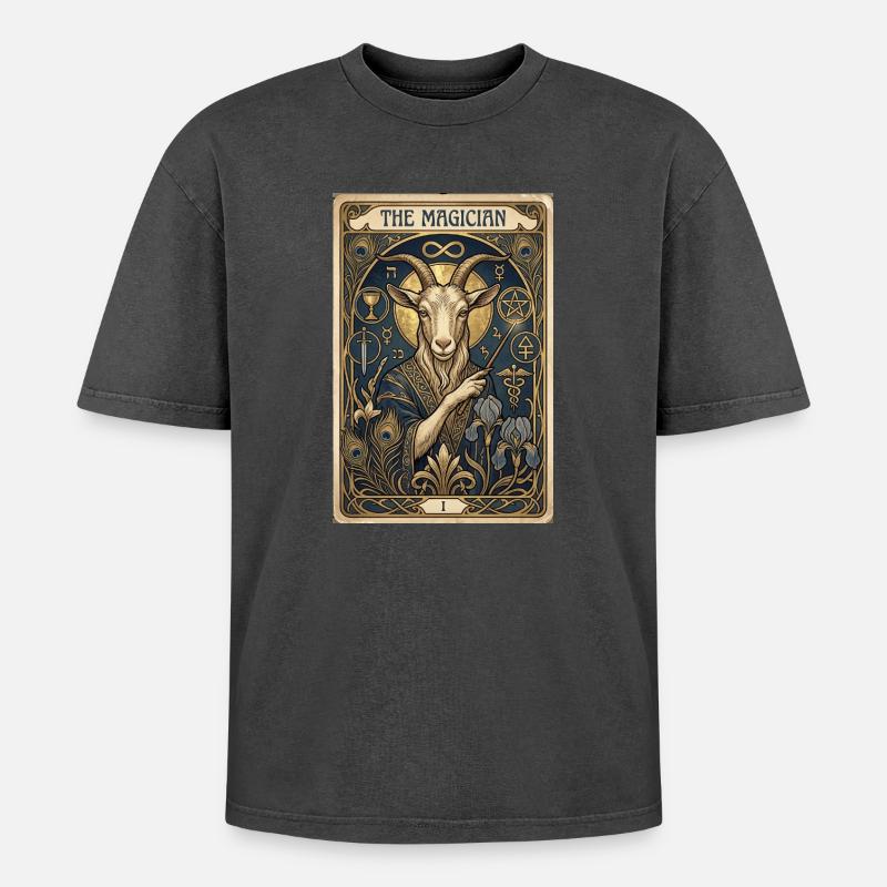 La chèvre, le magicien - T-shirt Premium unisexe oversize acid-washed - noir délavé acide