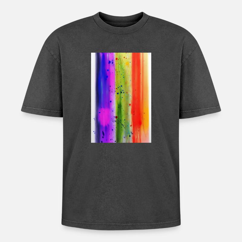 Farbspritzer - Oversized Unisex Premium Acid-Washed T-Shirt - Schwarz Acid Wash