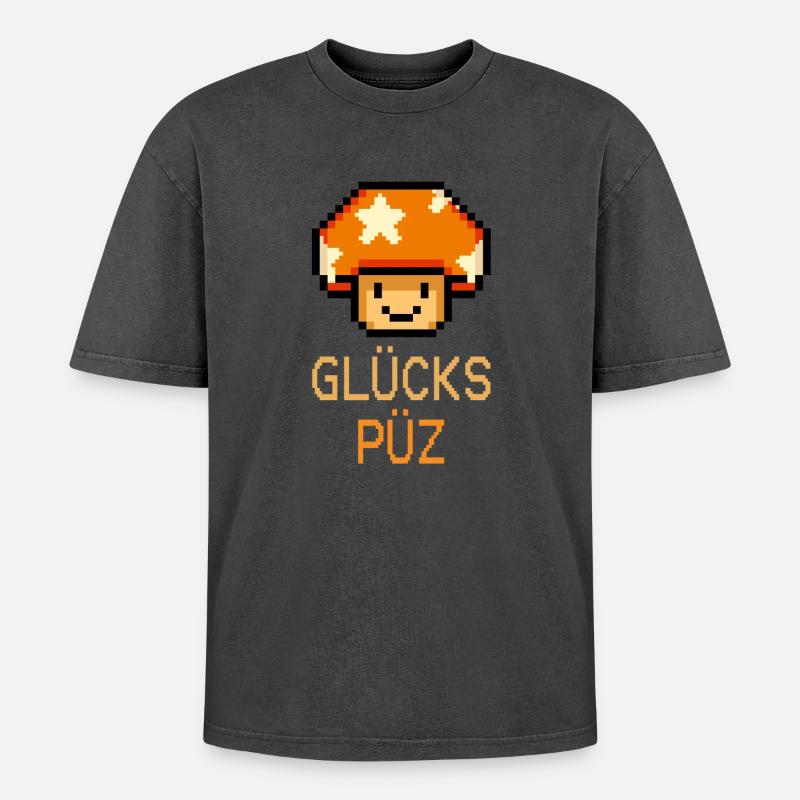 Glückspüz - Lucky Guy, Dialecte, Pixel - T-shirt Premium unisexe oversize acid-washed - noir délavé acide