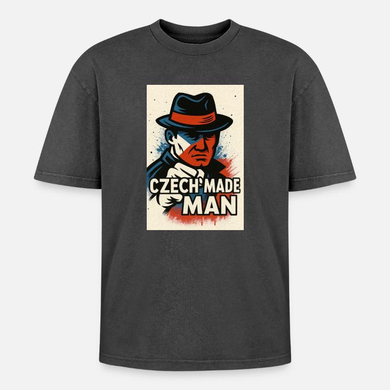 Tschechischer Mann - Oversized Unisex Premium Acid-Washed T-Shirt - Schwarz Acid Wash