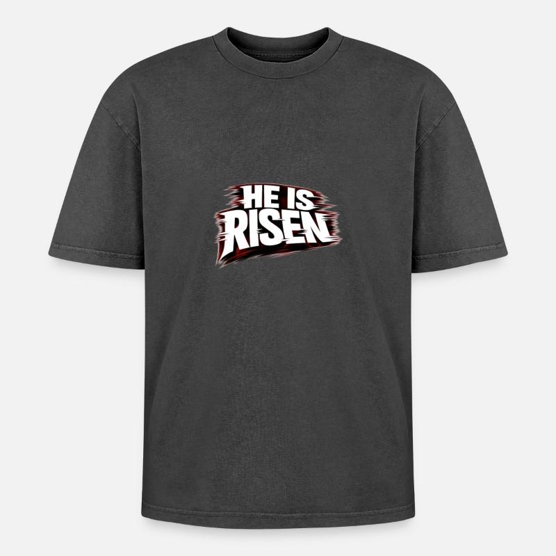 he is risen - Oversized Unisex Premium Acid-Washed T-Shirt - acid washed black