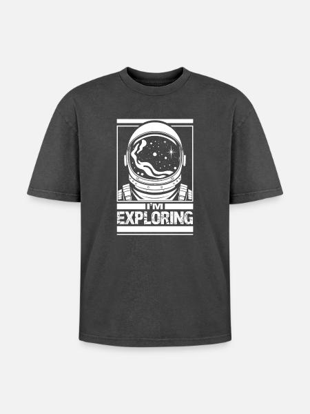J’explore - T-shirt Premium unisexe oversize acid-washed - noir délavé acide