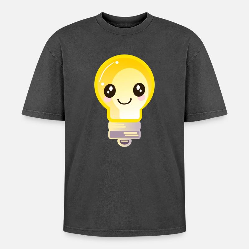 LIGHT BULB - Oversized Unisex Premium Acid-Washed T-Shirt - acid washed black