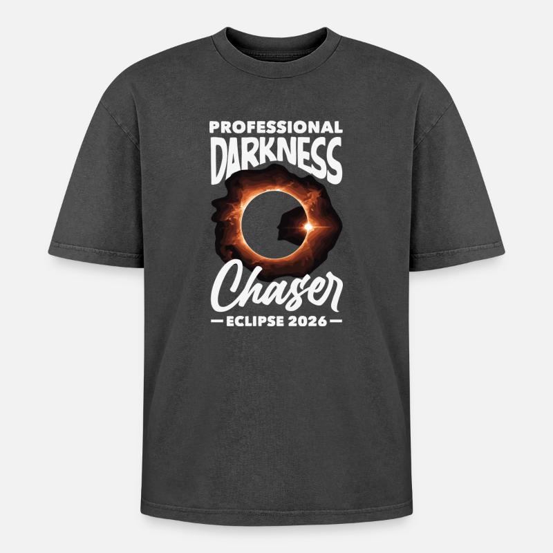 Solar eclipse 2026, August 12 - Oversized Unisex Premium Acid-Washed T-Shirt - acid washed black