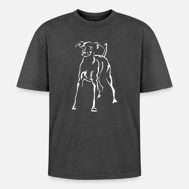 Dwarf Pinscher "Black Edition" - Oversized Unisex Premium Acid-Washed T-Shirt - acid washed black