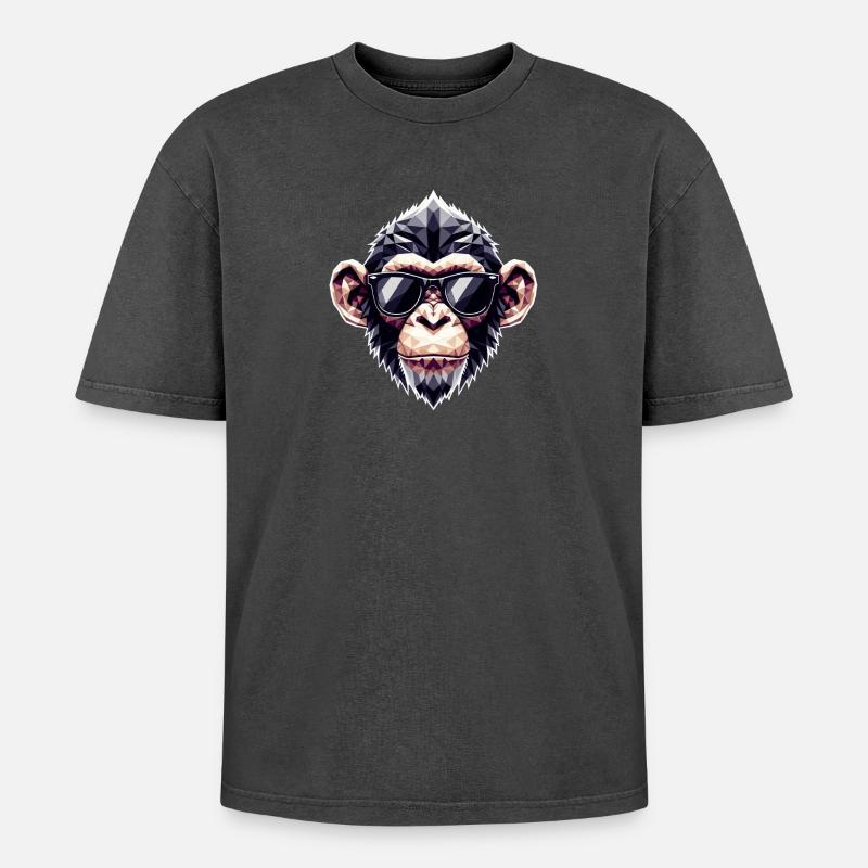 Lunettes de Singe Polygone - T-shirt Premium unisexe oversize acid-washed - noir délavé acide