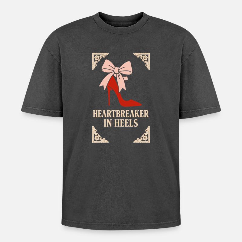 Coquette Aesthetic Bow Pattern Girly Pastel - Oversized Unisex Premium Acid-Washed T-Shirt - acid washed black