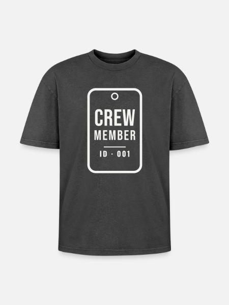Événement du personnel de l’équipe d’identification des membres d’équipage Tag Tag Badge - T-shirt Premium unisexe oversize acid-washed - noir délavé acide