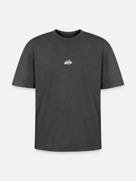 Volkswagen VW Beetle Stickmotiv - Oversized Unisex Premium Acid-Washed T-Shirt - Schwarz Acid Wash