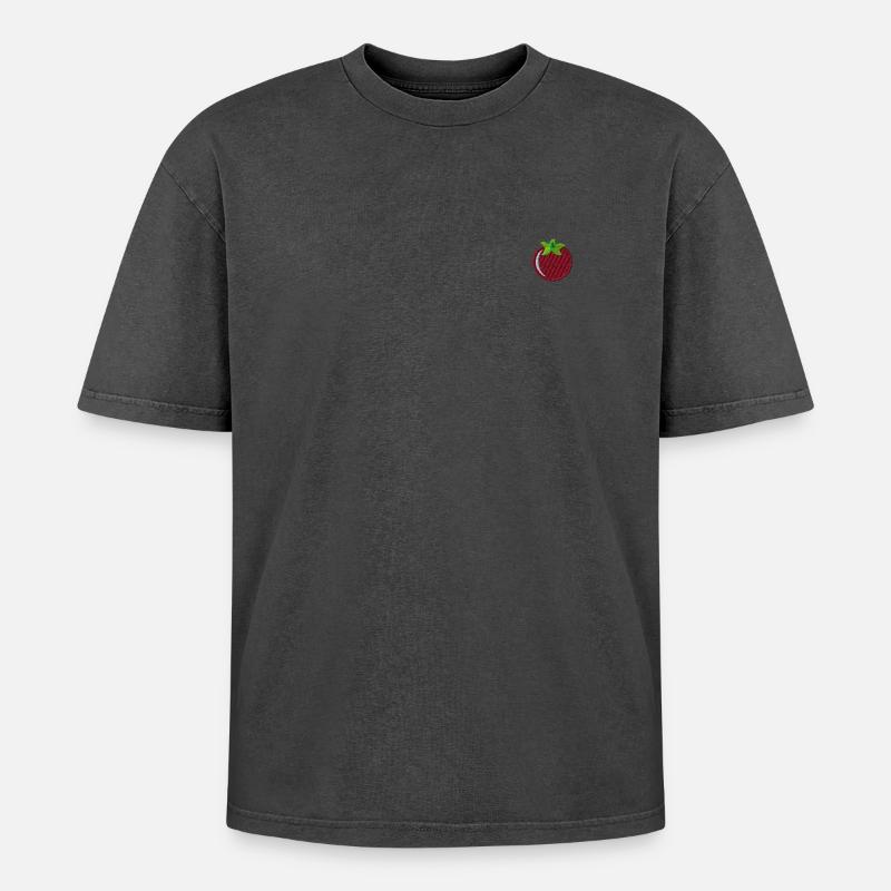 Tomate bestickt - Oversized Unisex Premium Acid-Washed T-Shirt - Schwarz Acid Wash