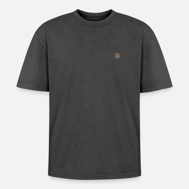 Eichel bestickt - Oversized Unisex Premium Acid-Washed T-Shirt - Schwarz Acid Wash