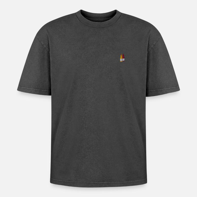 Ketchup and mustard embroidered - Oversized Unisex Premium Acid-Washed T-Shirt - acid washed black