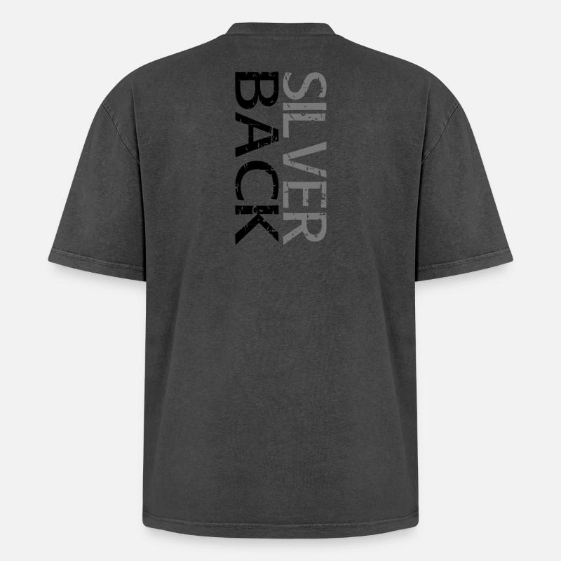 SILVERBACK (Zweizeilig) - Oversized Unisex Premium Acid-Washed T-Shirt - Schwarz Acid Wash