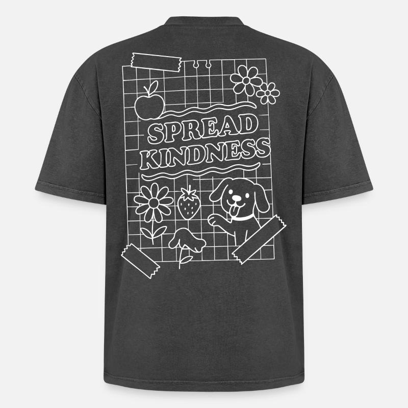 Spread Kindness (white) - Oversized Unisex Premium Acid-Washed T-Shirt - acid washed black