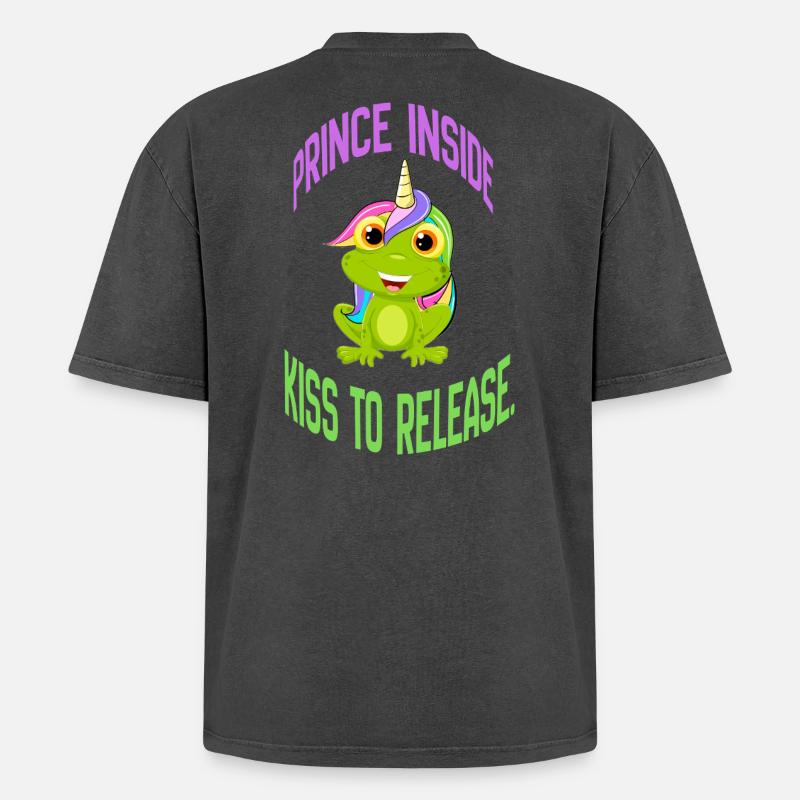 Prince Inside – Kiss to Release - Oversized Unisex Premium Acid-Washed T-Shirt - Schwarz Acid Wash