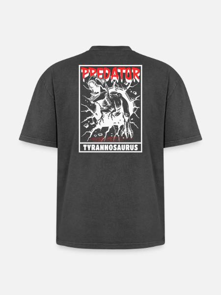 Predator - Tyrannosaurus Rex - Oversized Unisex Premium Acid-Washed T-Shirt - Schwarz Acid Wash