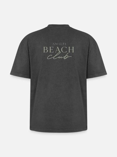 Amalfi Beach Club Logo - Oversized Unisex Premium Acid-Washed T-Shirt - acid washed black