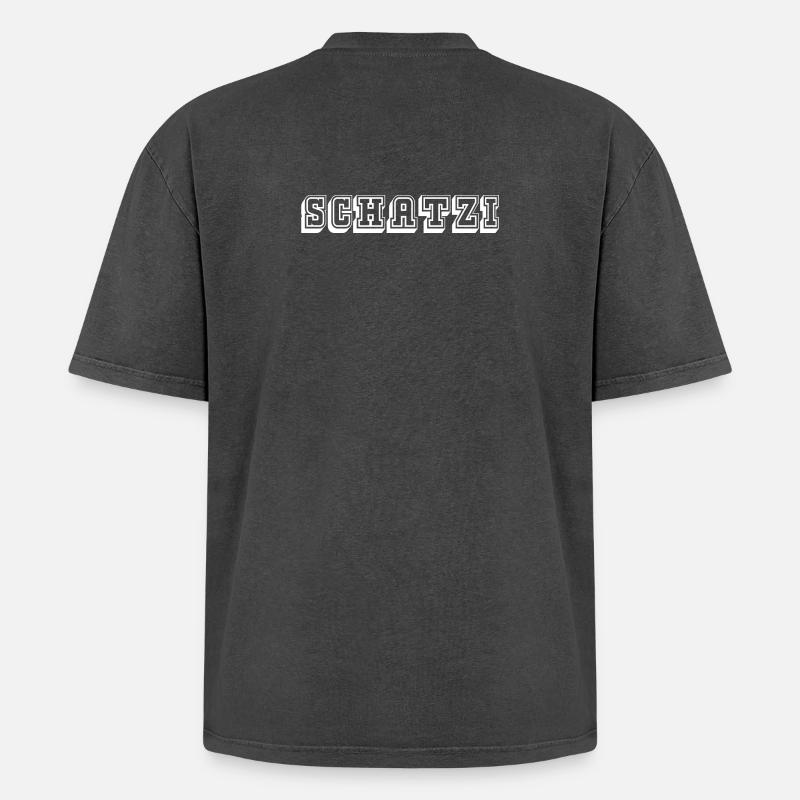 Schatzi Tshirt white - Oversized Unisex Premium Acid-Washed T-Shirt - Schwarz Acid Wash
