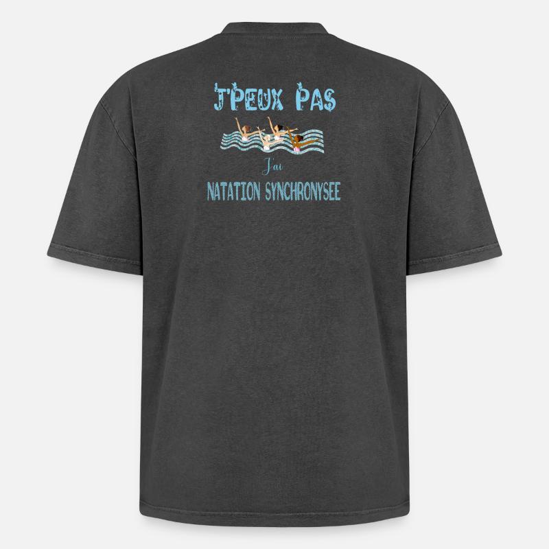 j'peux pas j'ai natation synchronisee - T-shirt Premium unisexe oversize acid-washed - noir délavé acide