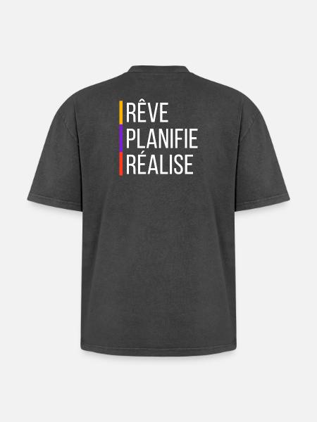 Citation de Motivation - T-shirt Premium unisexe oversize acid-washed - noir délavé acide
