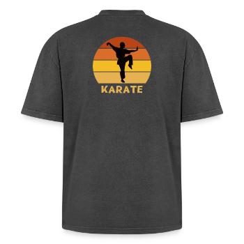 karate, karate fan, do karate - Oversized Unisex Premium Acid-Washed T-Shirt - acid washed black - Back - AI Model Male 185 light (185cm)