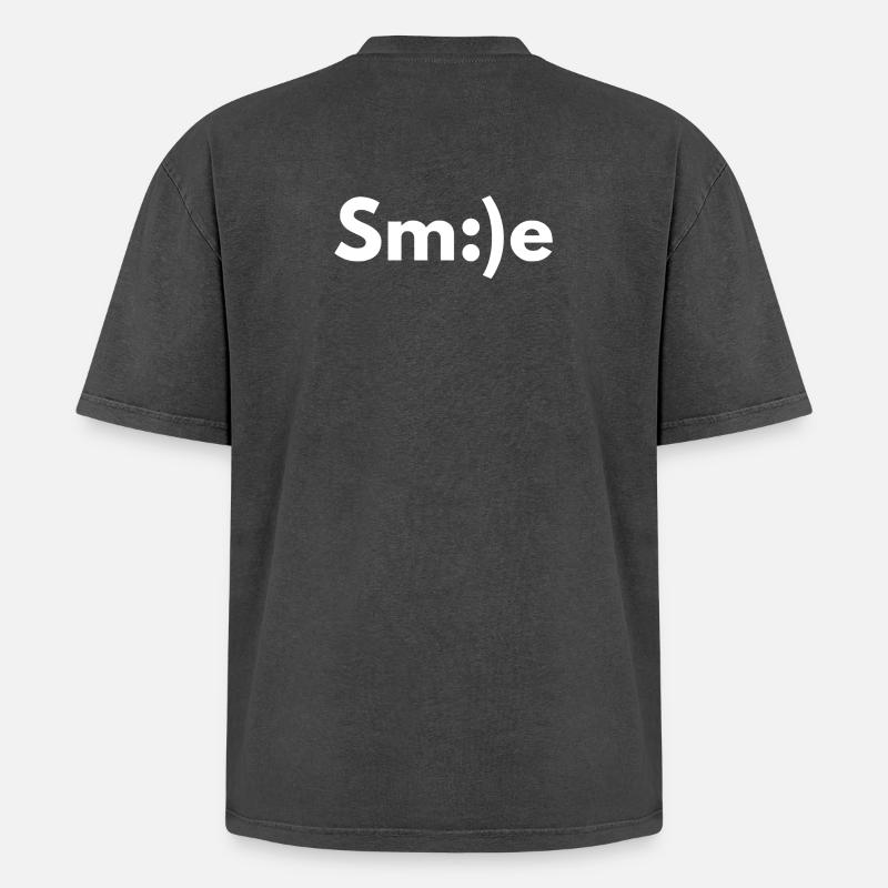 Smiling, smiling, smiling - Oversized Unisex Premium Acid-Washed T-Shirt - acid washed black