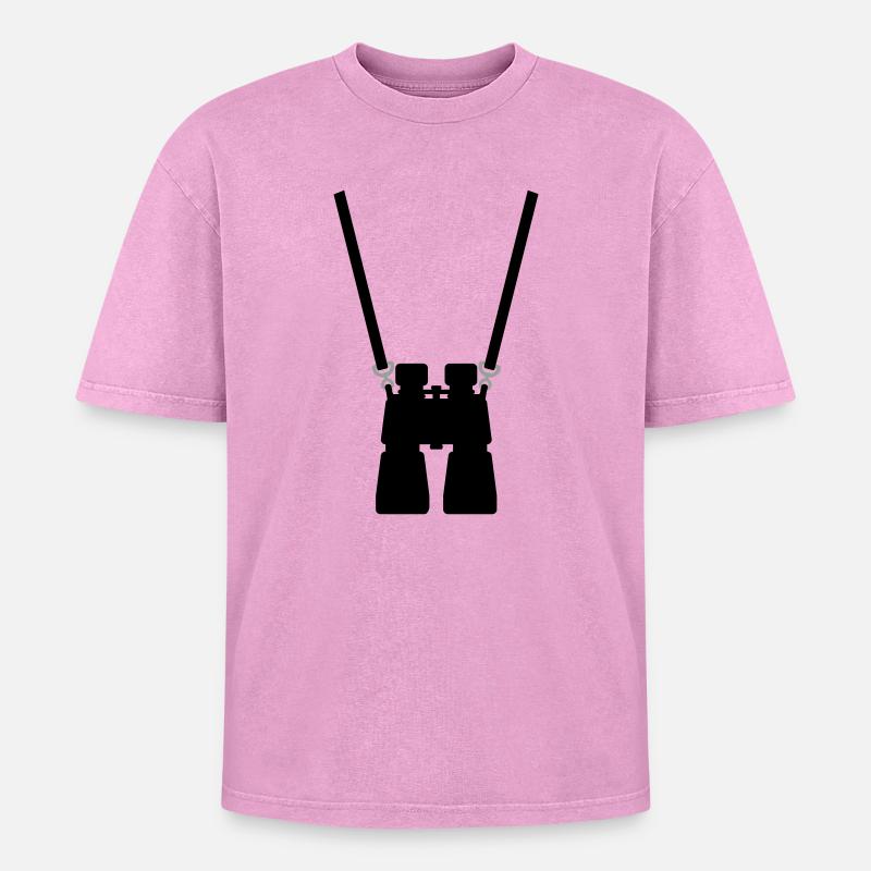 binocular - Oversized Unisex Premium Acid-Washed T-Shirt - acid washed pink