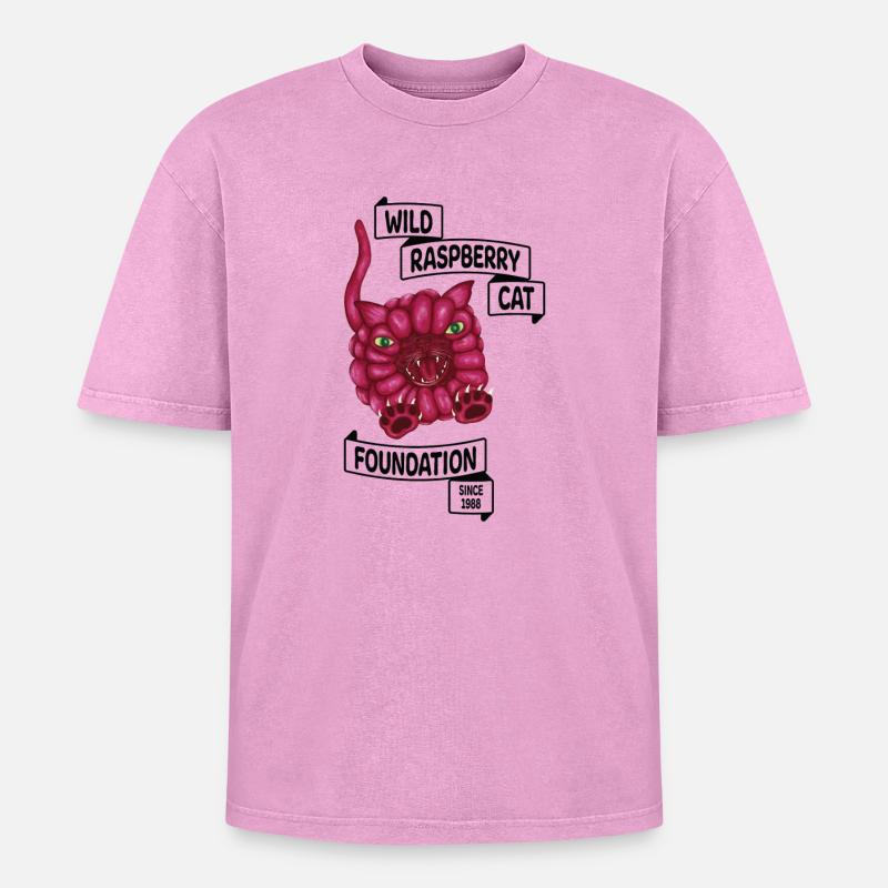 Raspberry die Katze - Oversized Unisex Premium Acid-Washed T-Shirt - Pink Acid Wash