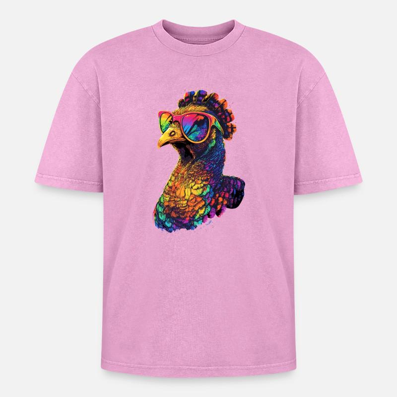 Dinde Poules Oiseaux Dinde - T-shirt Premium unisexe oversize acid-washed - rose délavé acide